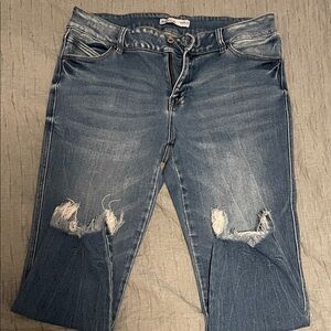 KanCan Distressed Blue Ankle Jeans
